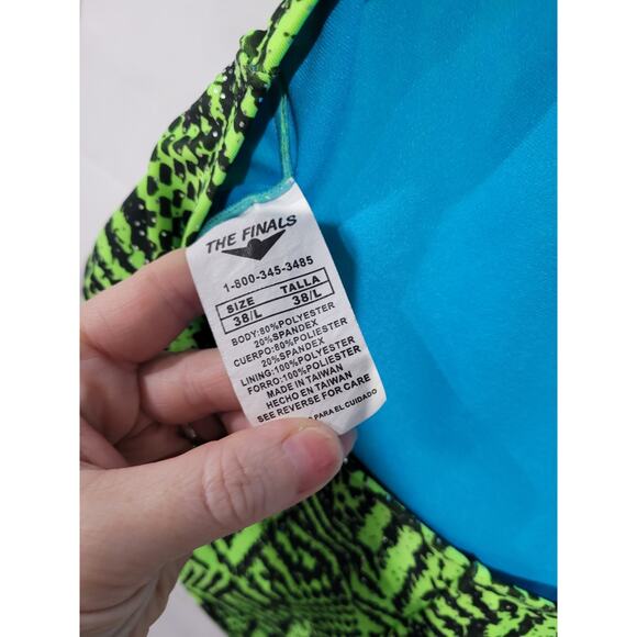 The Finals SZ 38 / L Swimsuit Wing Back Green Funnies Tiger Tribal Design - Picture 5 of 7